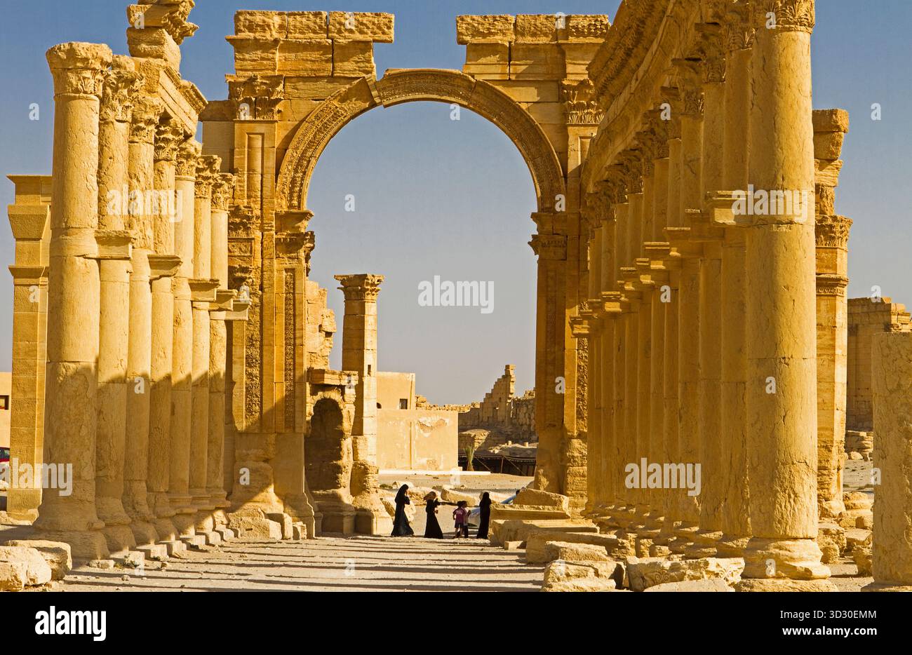 Monumental Arch of Triumph framed by Corinthian colonnades in the ...