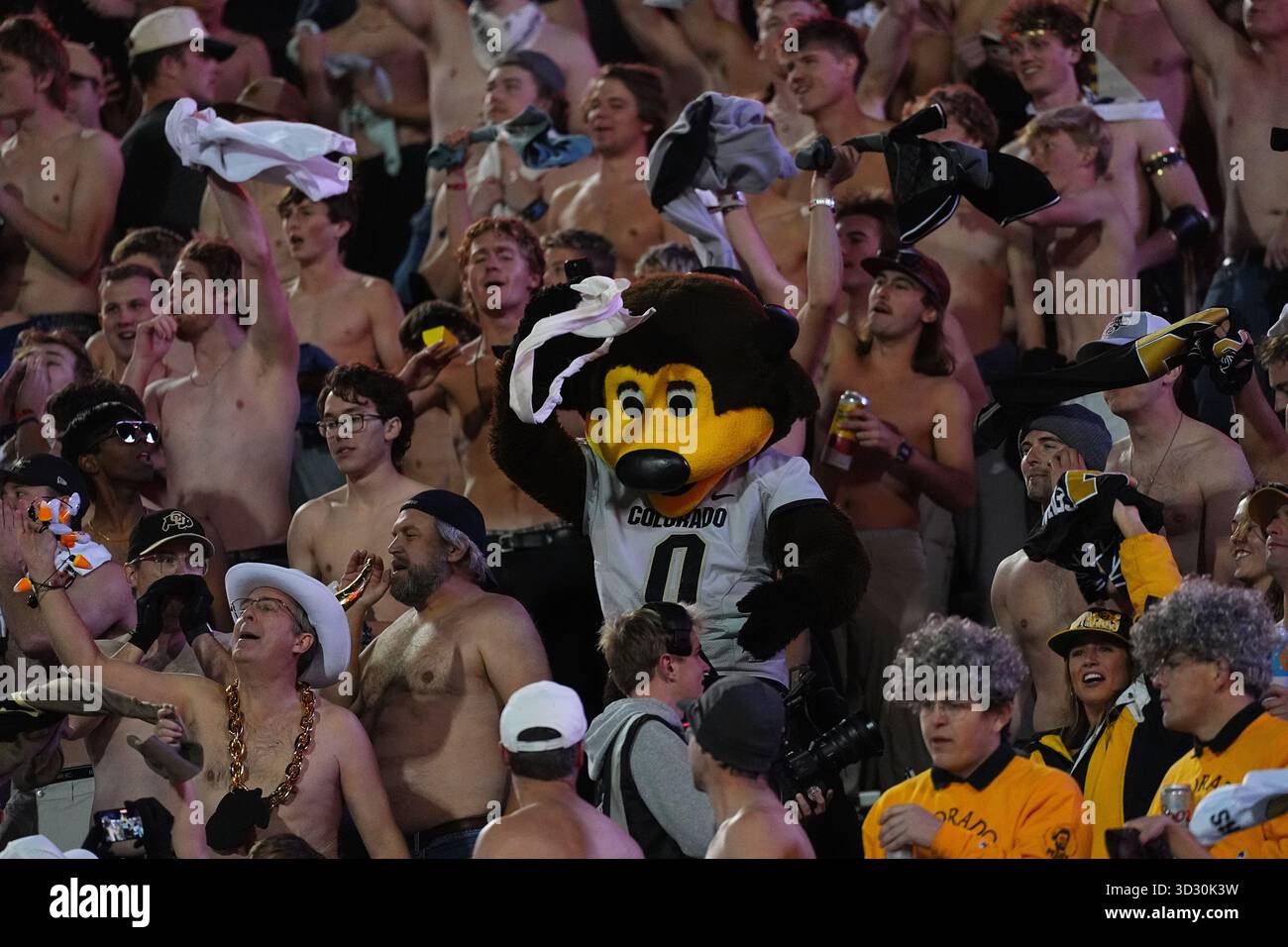 Colorado mascot Chip joins fans in cheering in the second half of an ...