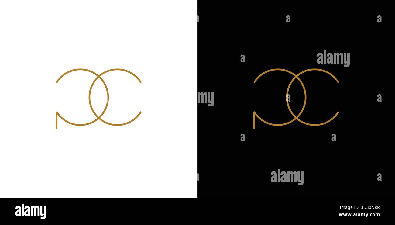 Modern and luxurious PC letter initial logo design Stock Vector