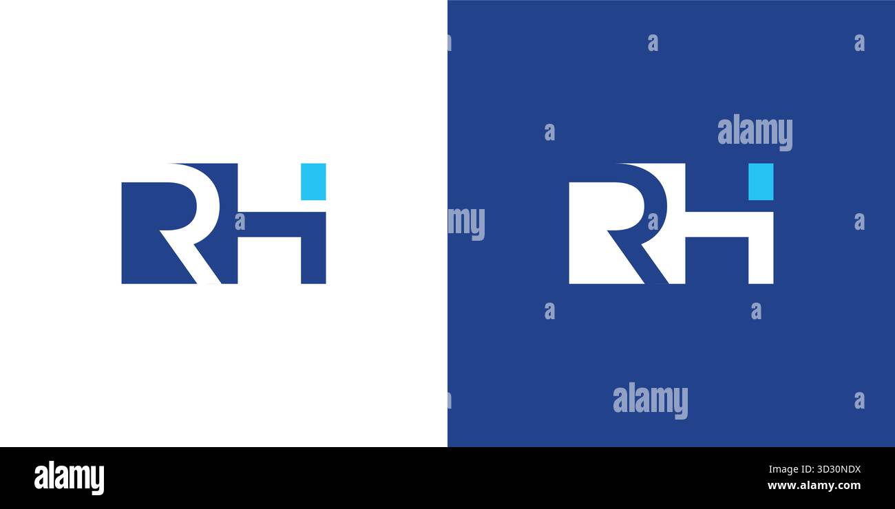 Modern and stong RH initials abstract logo design Stock Vector