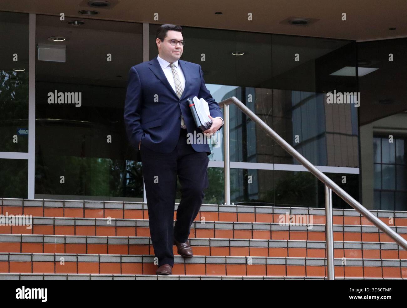 Bruce Lehrmann leaves the Federal Court of Australia in Hobart ...
