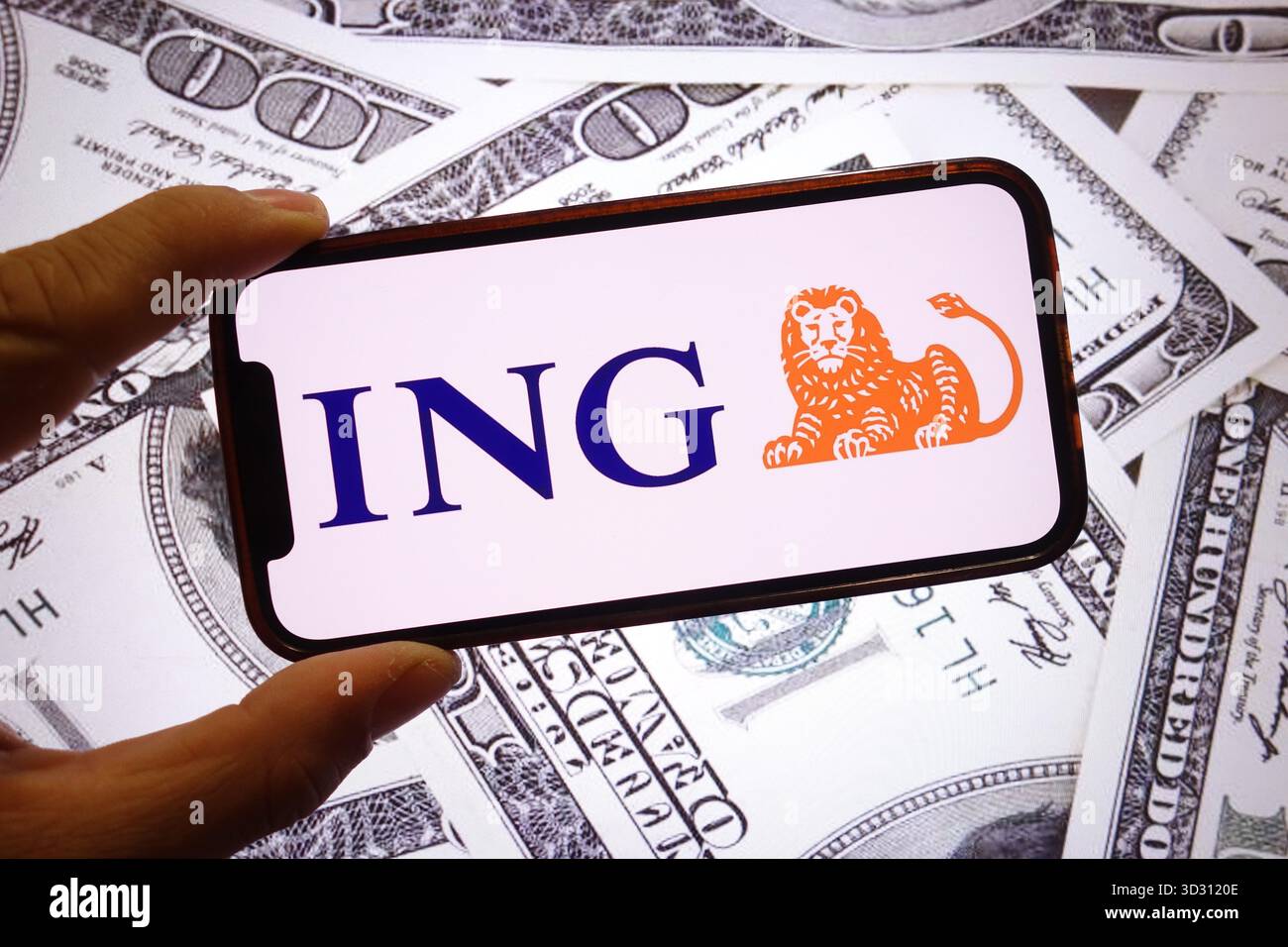 In this photo illustration, the ING company logo is seen displayed on a ...