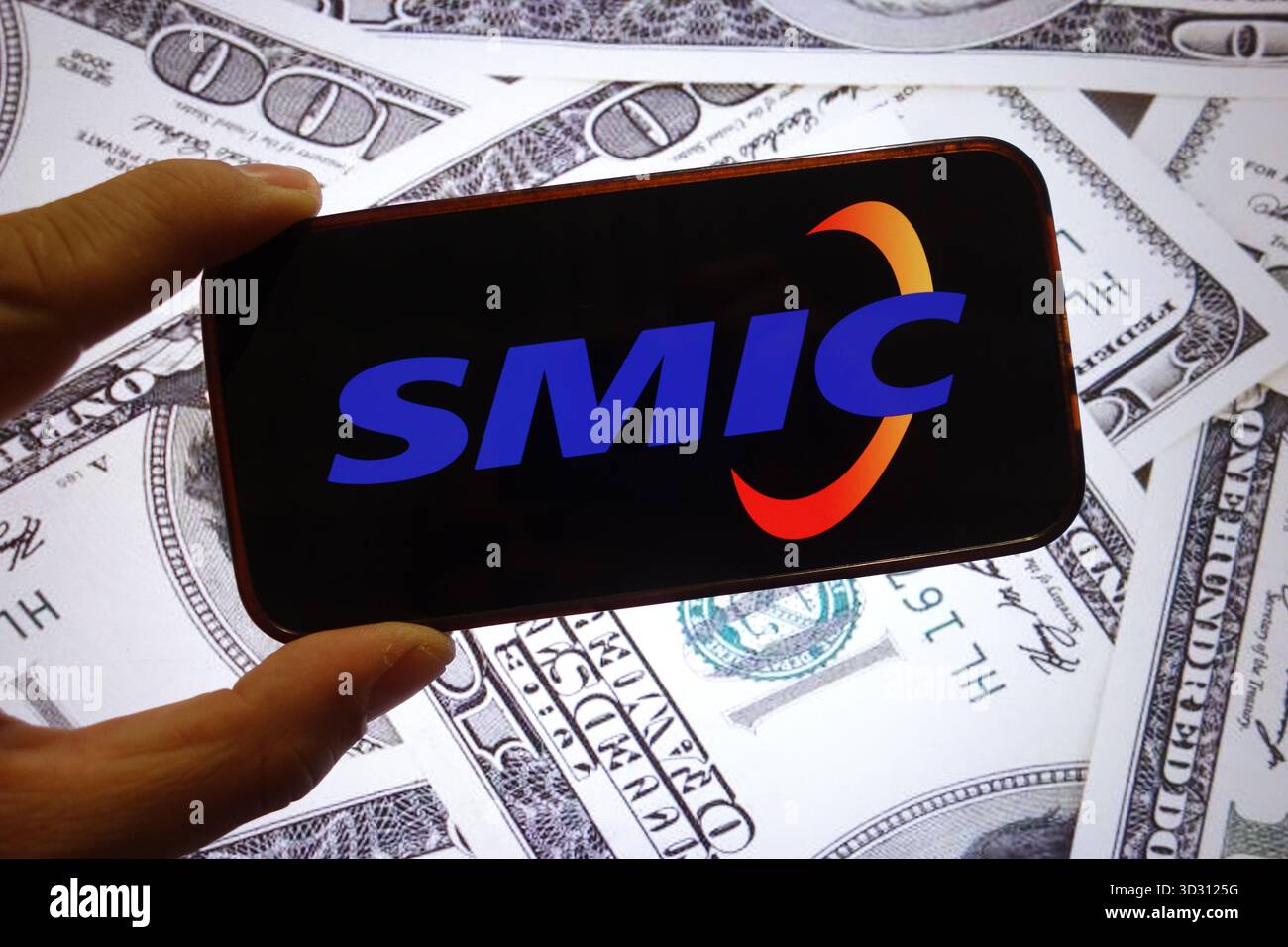 In this photo illustration, the SMIC company logo is seen displayed on ...
