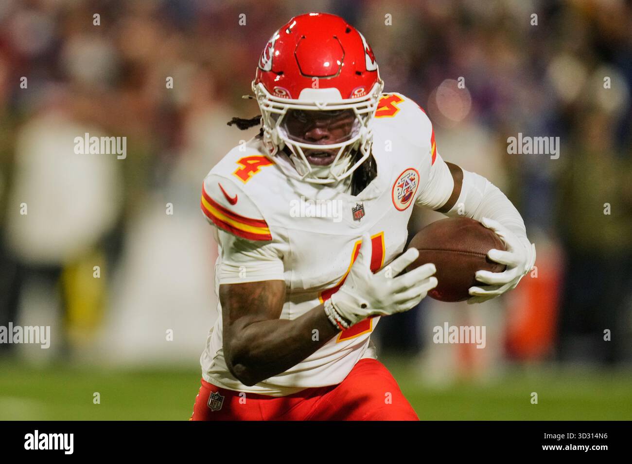 Kansas City Chiefs wide receiver Rashee Rice (4) carries during an NFL ...