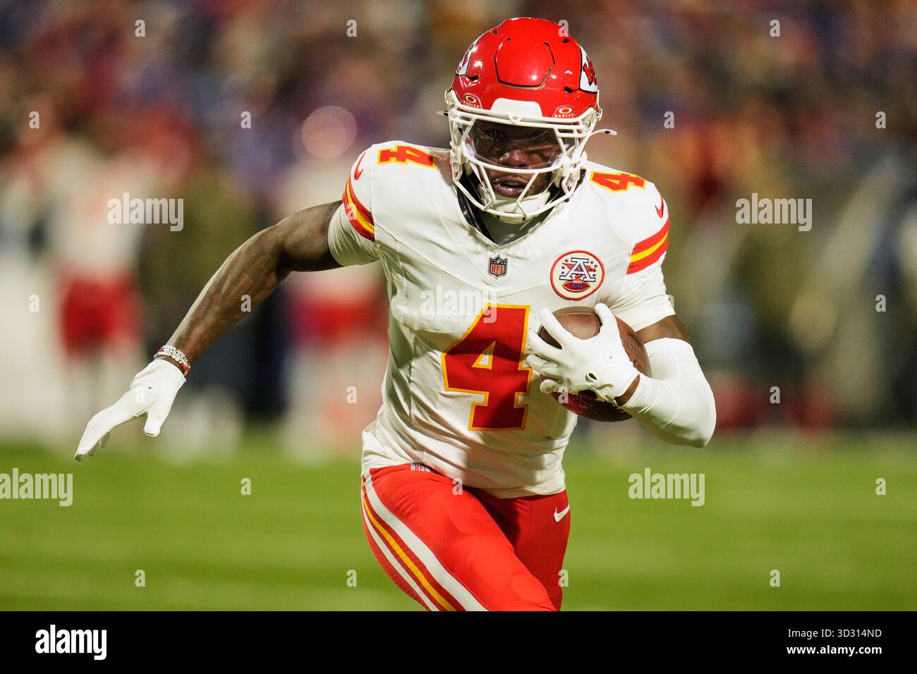 Kc Football Player Rashee Rice Kansas City Chiefs wide receiver Rashee Rice (4) carries during an NFL ...