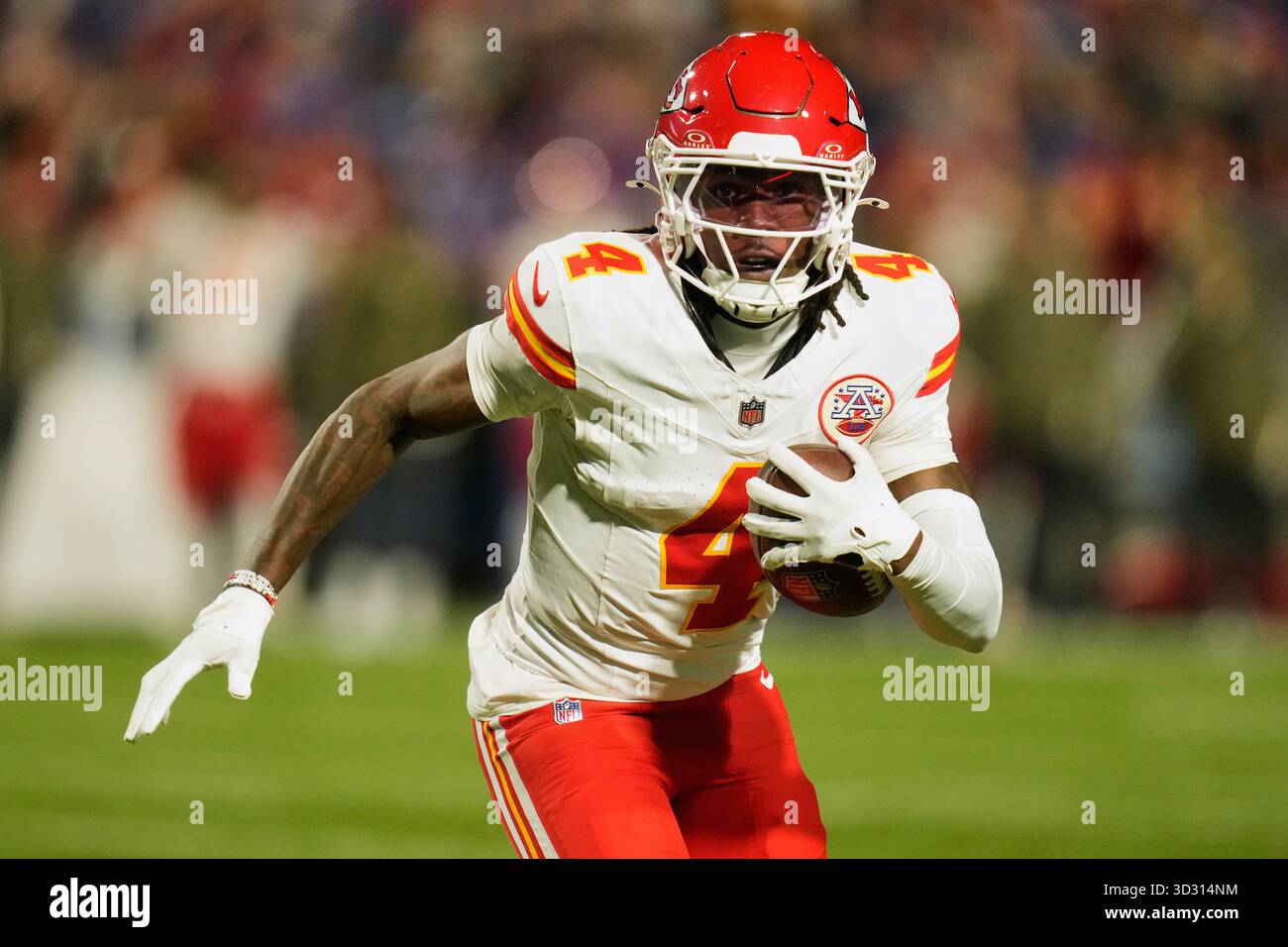 Kansas City Chiefs wide receiver Rashee Rice (4) carries during an NFL ...