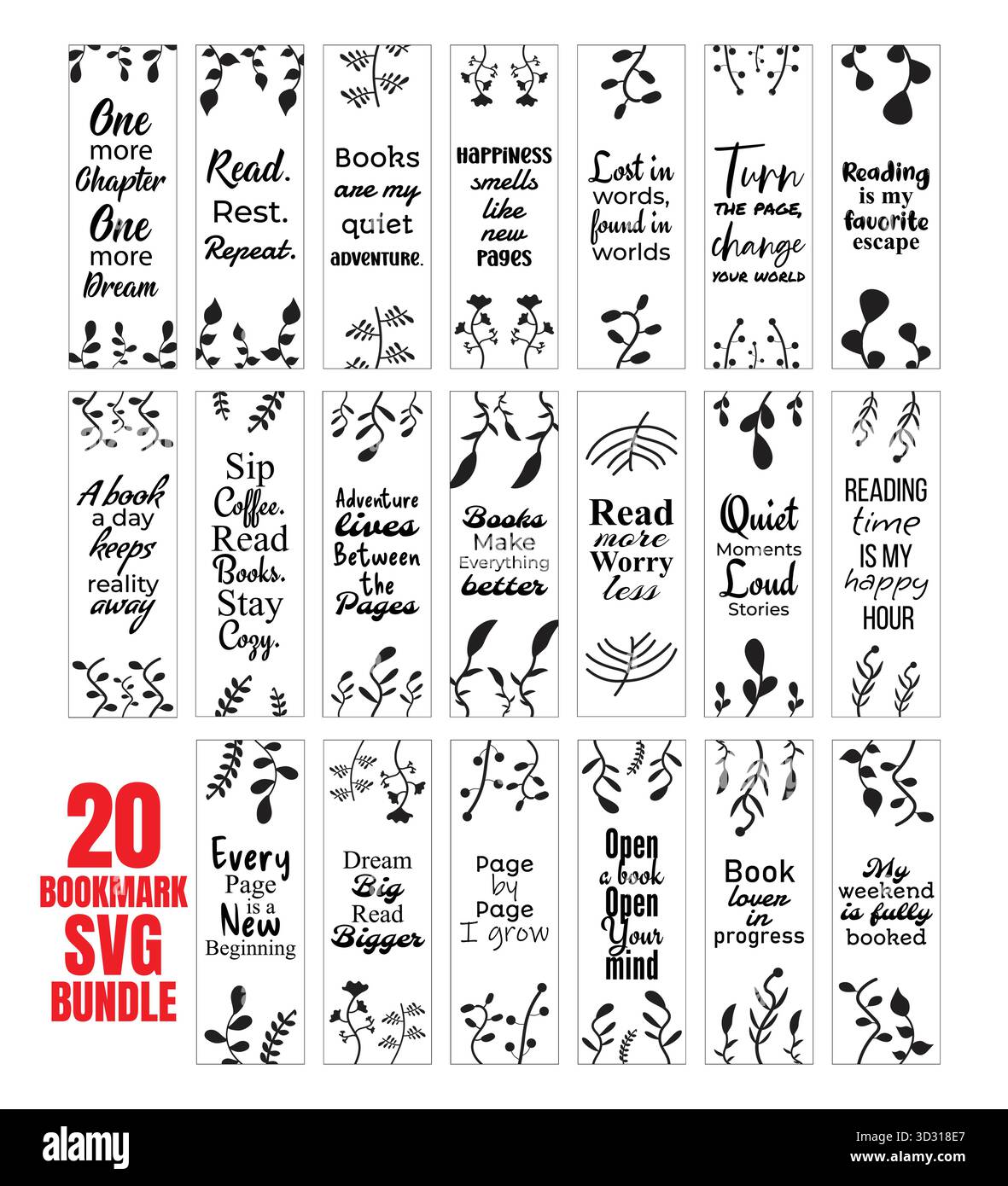 Motivational Bookmark SVG Bundle Stock Vector
