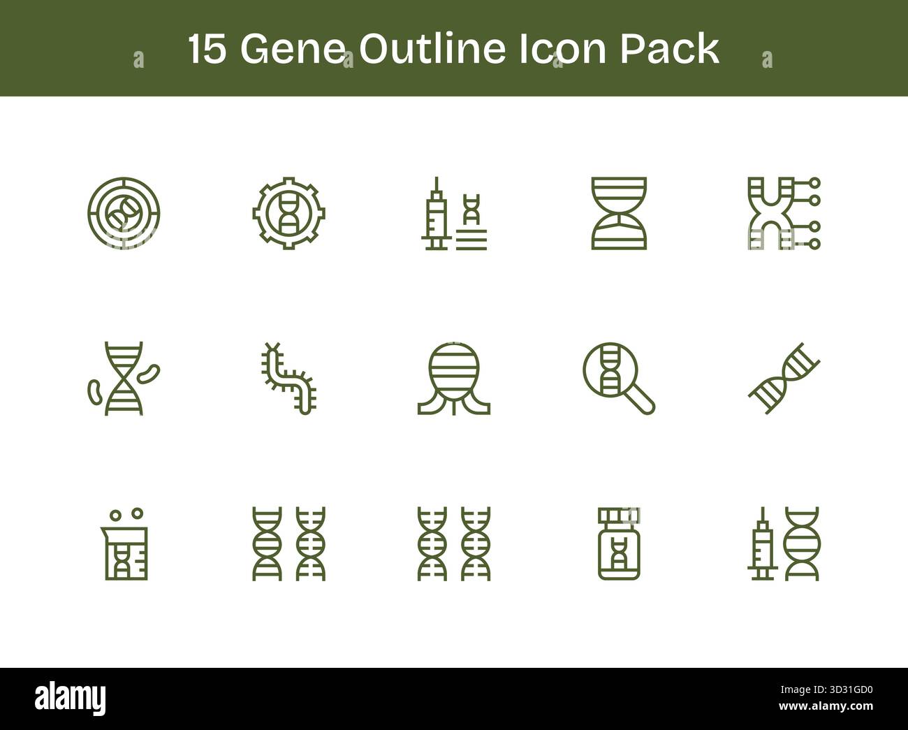 Vector pack with 15 Outline icons inspired by Gene, ideal for scalable ...