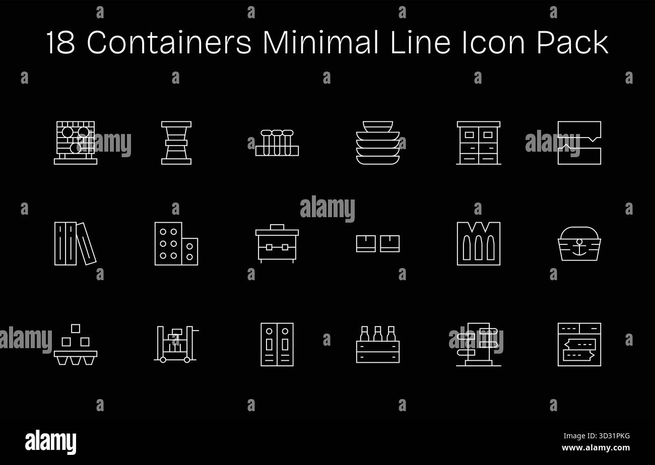 Professionally designed 18 icons in Minimal Line style, capturing the ...