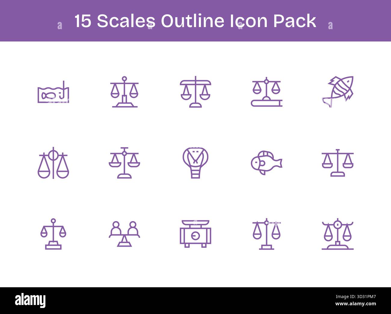 Vector pack with 15 Outline icons inspired by Scales, ideal for ...