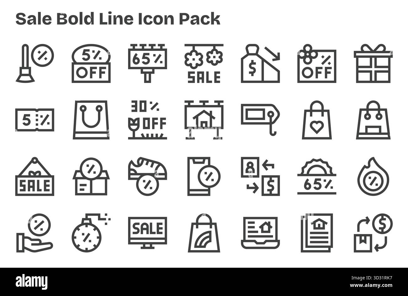 Vector pack with 28 Extra Bold Line icons inspired by Sale, ideal for ...