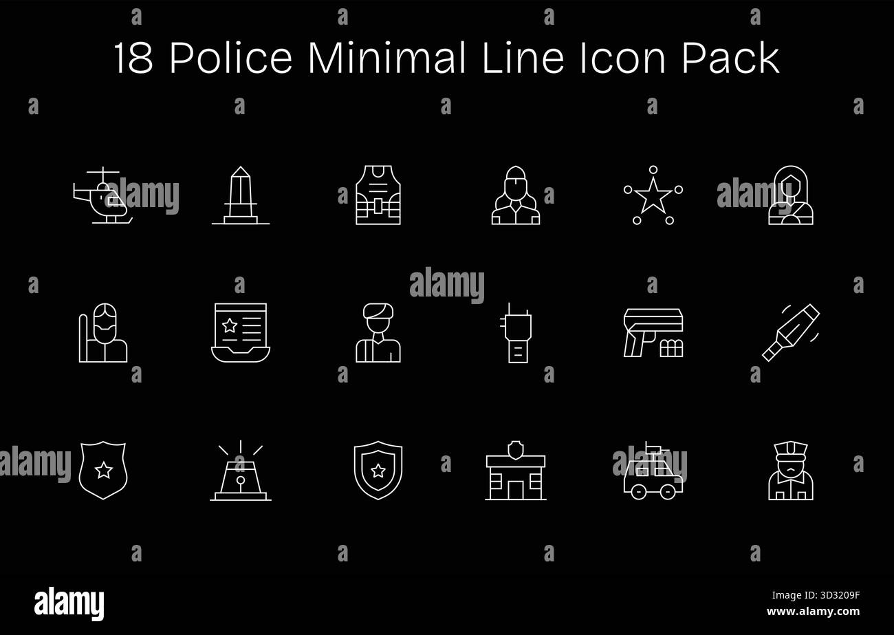 Enhance your projects with 18 Minimal Line icons themed around Police ...