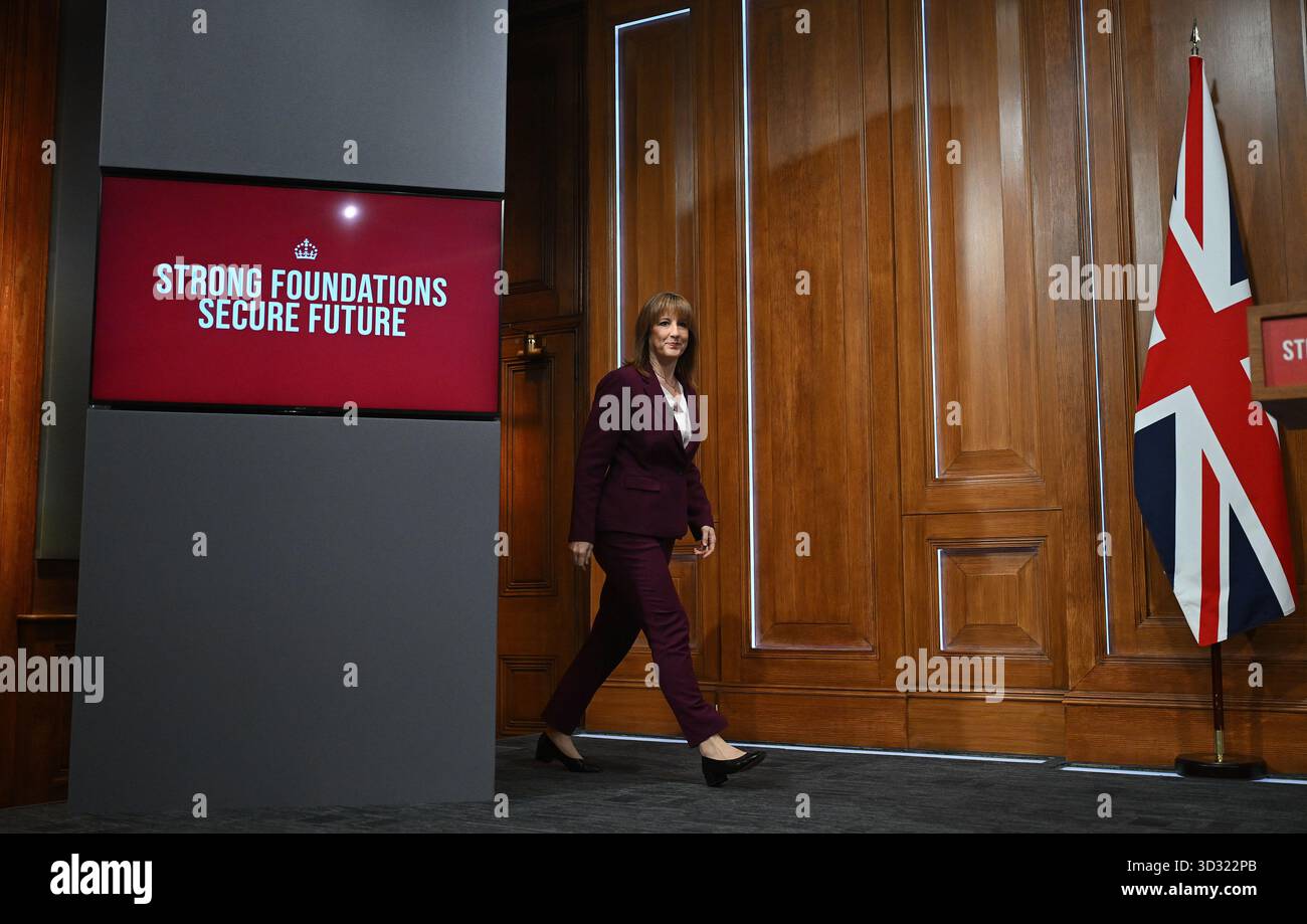 Britain's Chancellor of the Exchequer Rachel Reeves arrives to deliver ...