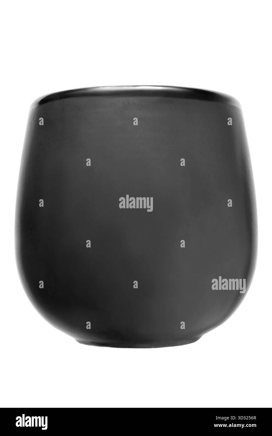 Black matte ceramic cup without a handle isolated on white background Stock Photo