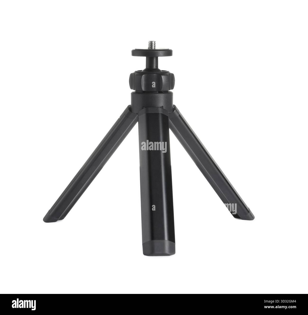 One modern black tripod isolated on white Stock Photo