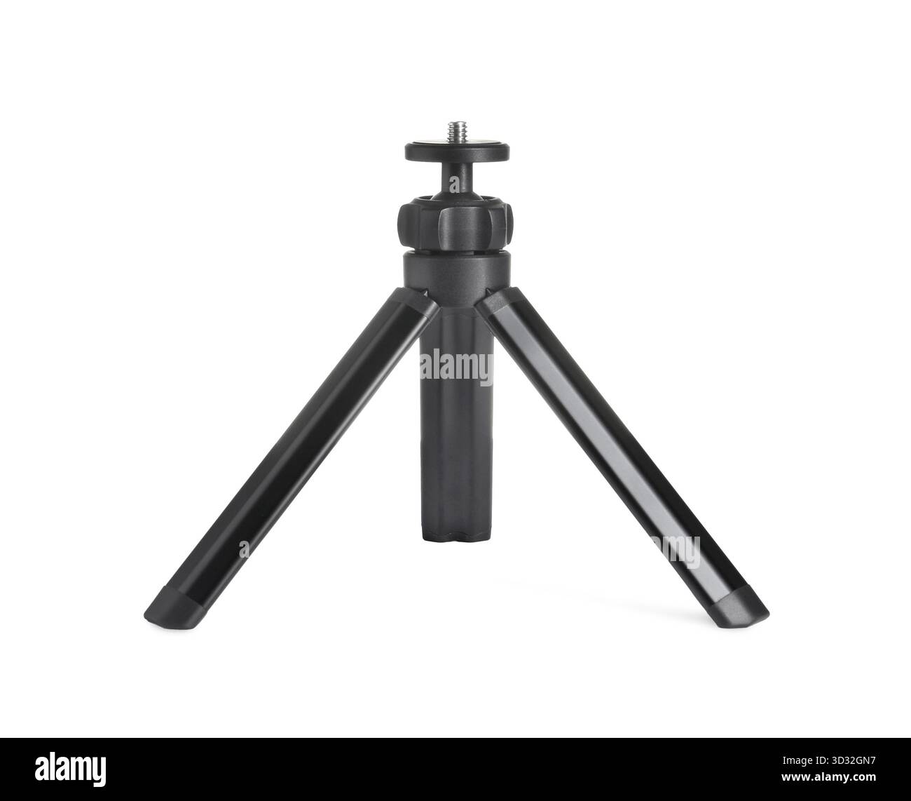 One modern black tripod isolated on white Stock Photo