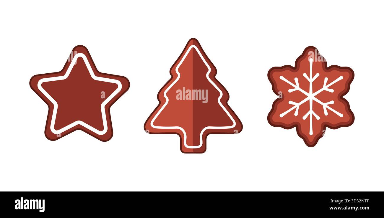 Gingerbread cookie assortment star christmas tree snowflake Stock Vector