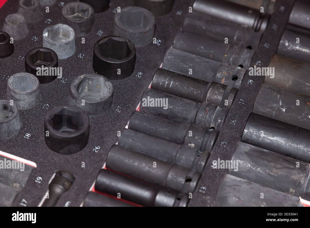 Professional set of socket wrenches with adapters. Stock Photo