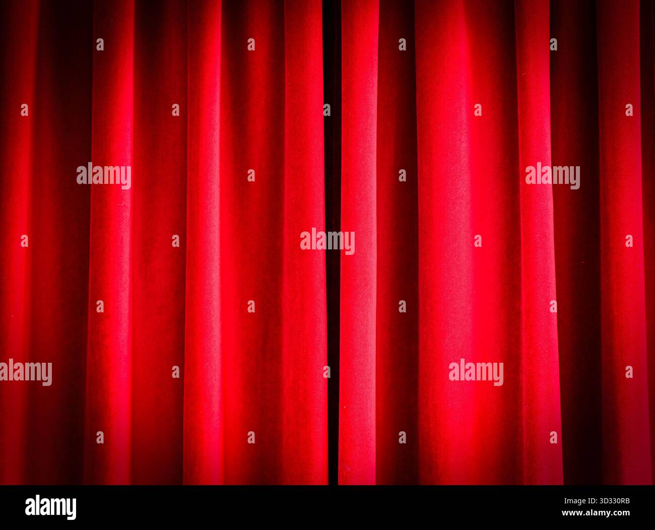 Close-up of red closed curtains as background Stock Photo