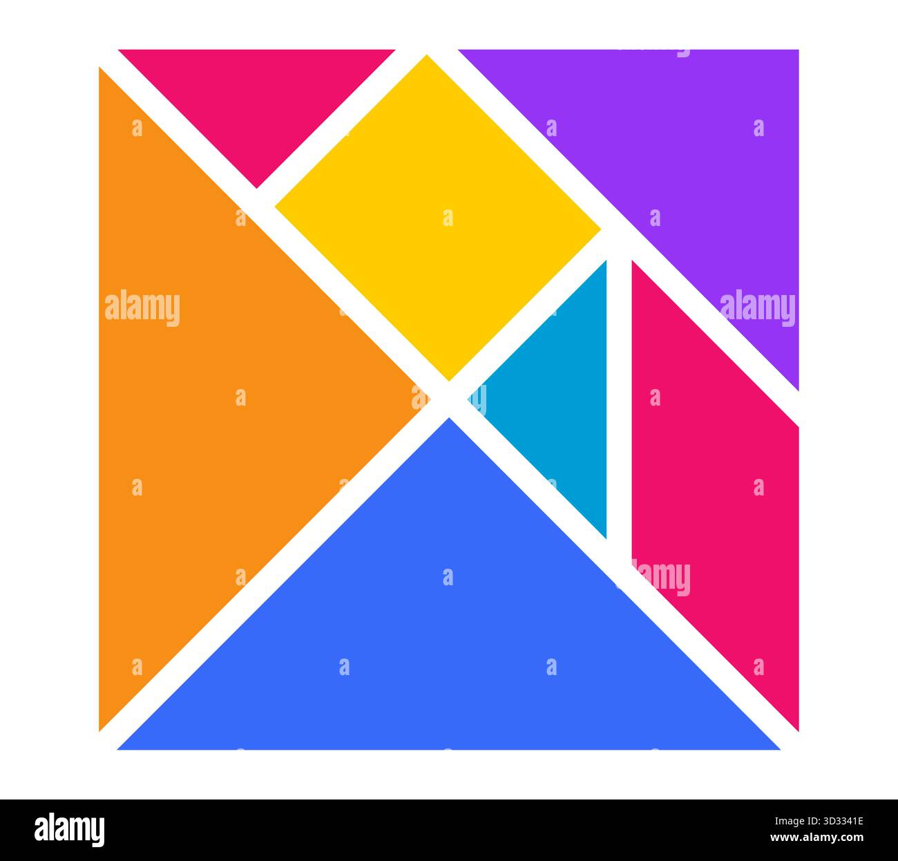 Blocky Triangle Colorful tangram puzzle pieces for creative design concepts Stock ...