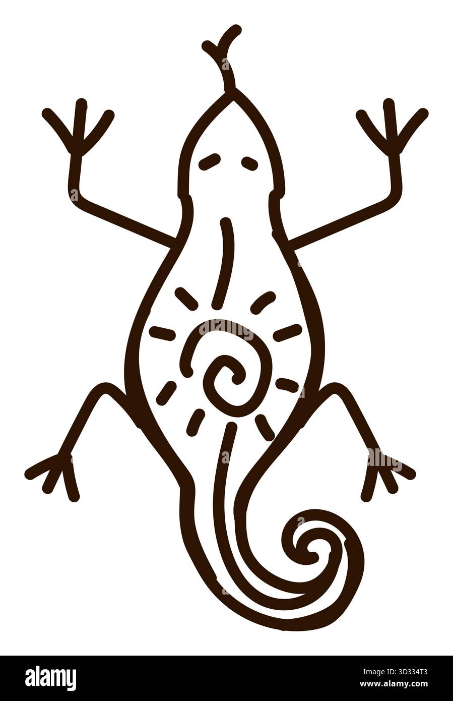 Aztec-inspired lizard drawing for artistic design and decoration Stock Vector
