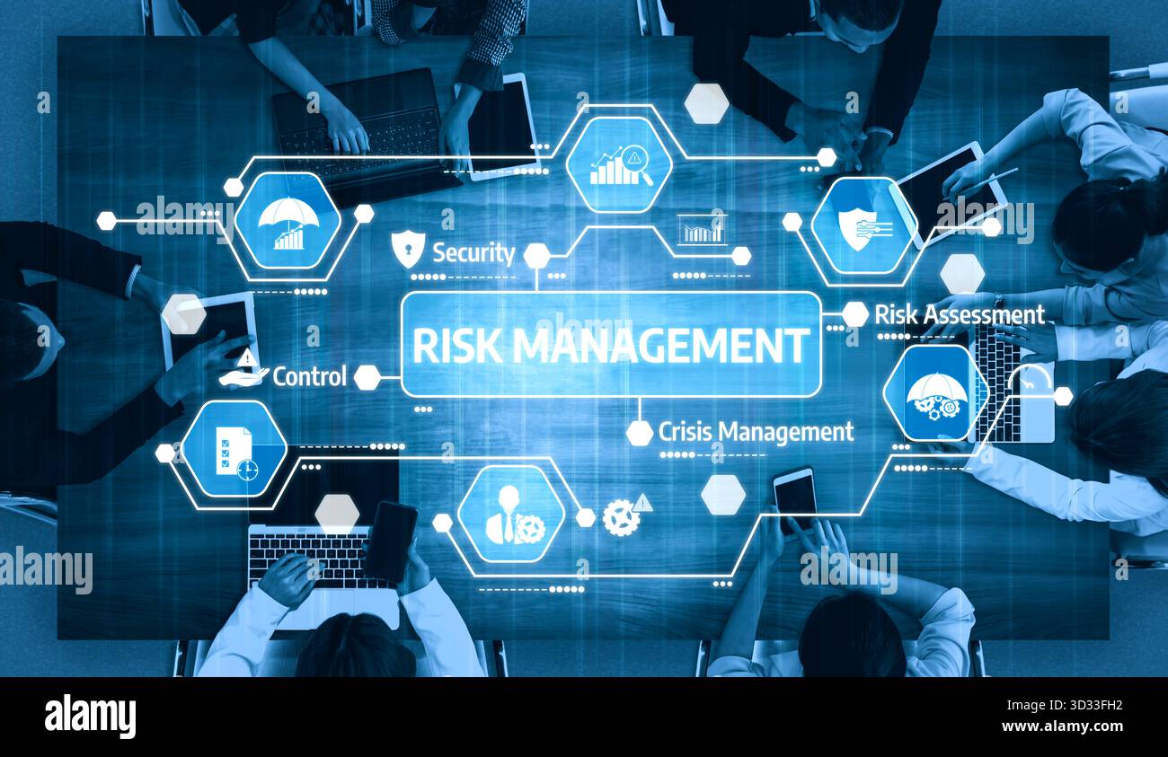 This image illustrates modern risk management concepts through various ...