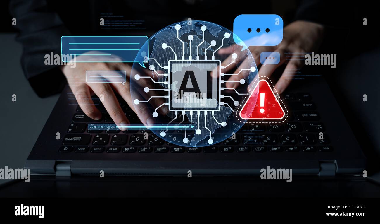 AI interface showing prompt error warning and system alert. AI prompt ...