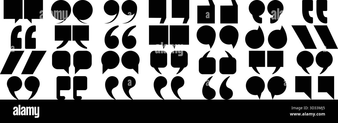 Quotation Marks and Speech Bubble Icons Collection Stock Vector