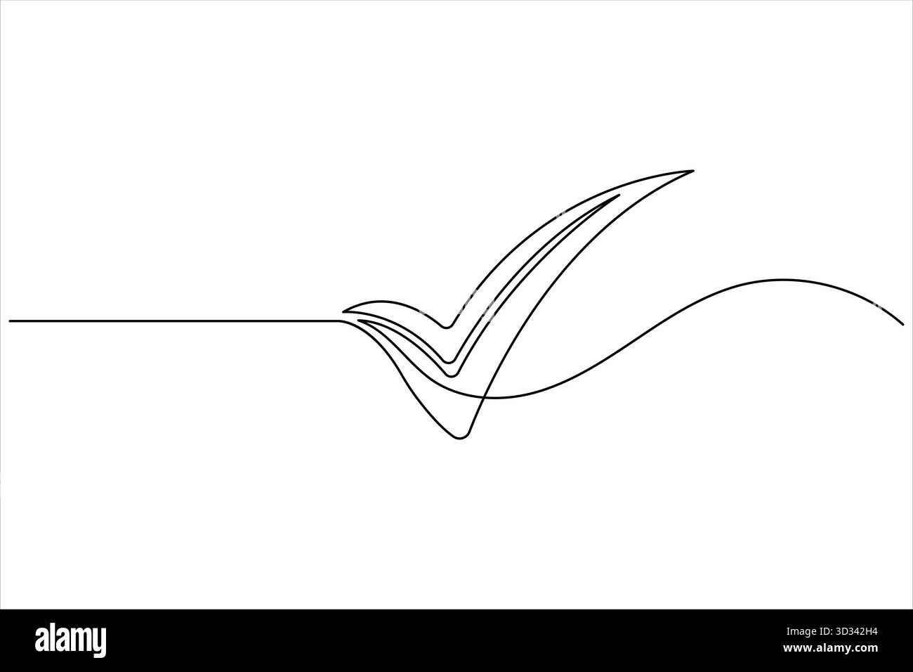 Check mark continuous one line drawing minimal design illustration Stock Vector