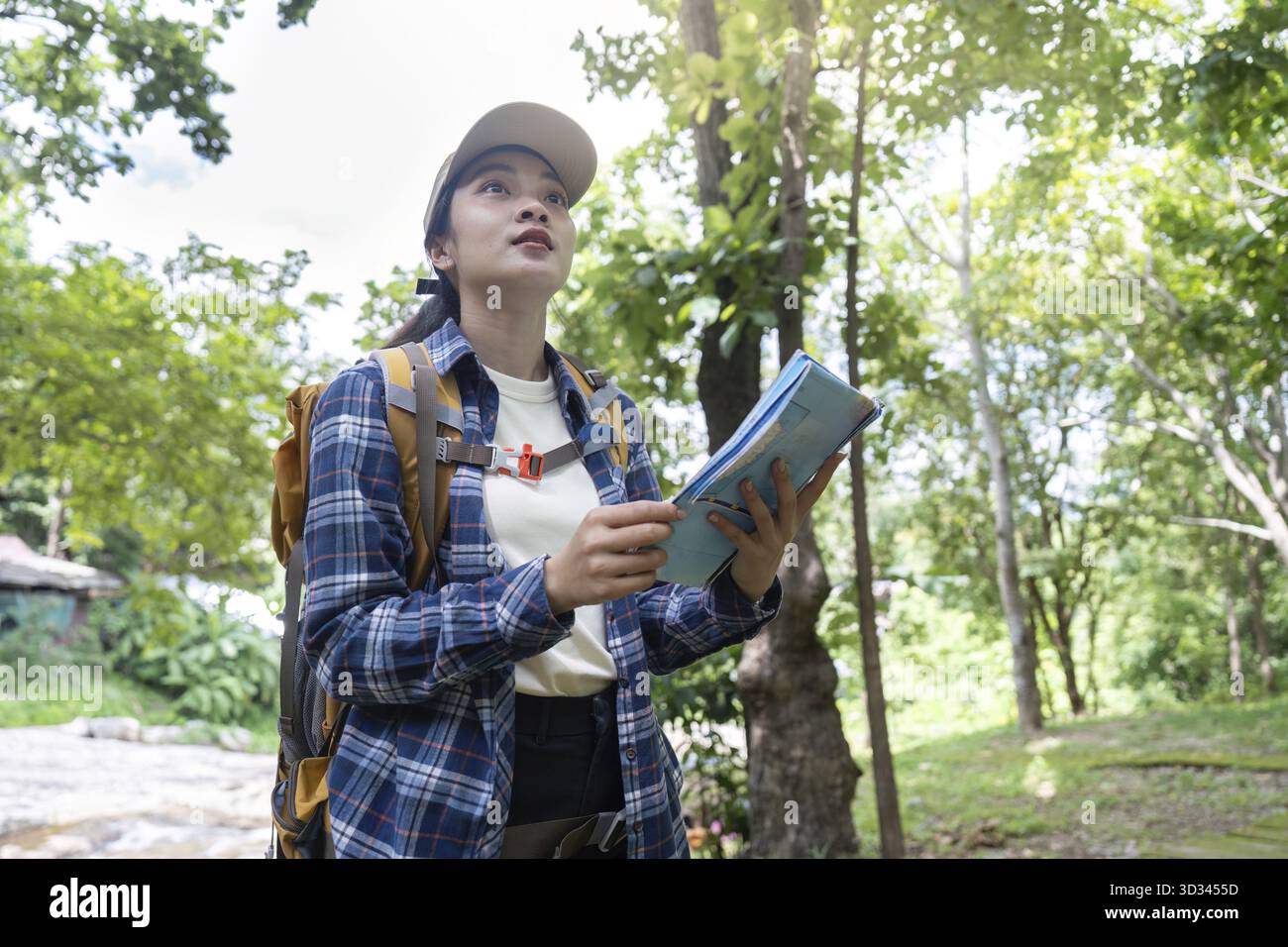 Female hiker examines map hi-res stock photography and images - Alamy