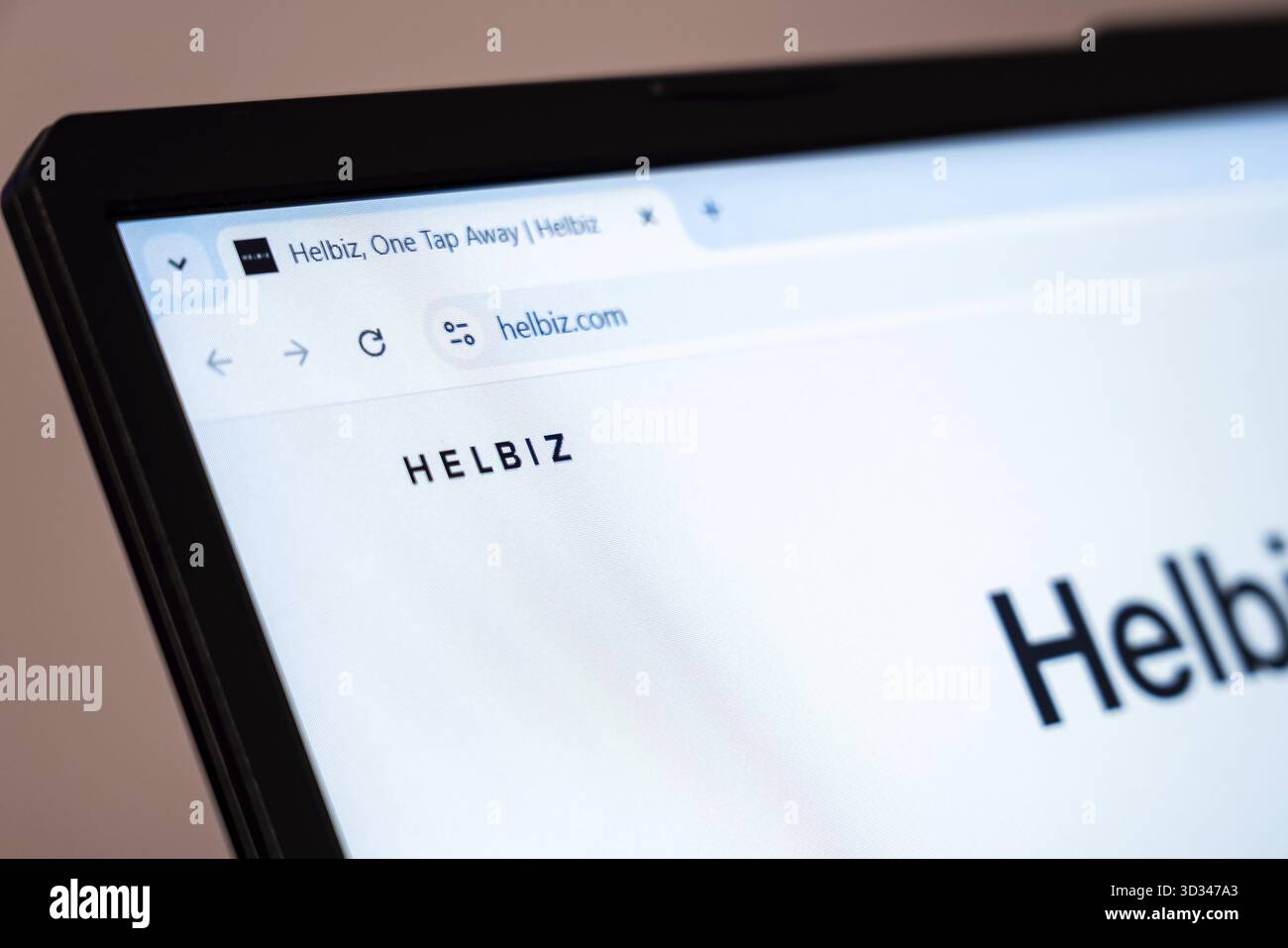 New York, USA - January 17, 2025: Helbiz website displayed on laptop screen showcasing micro-mobility services and electric vehicle solutions Stock Photo