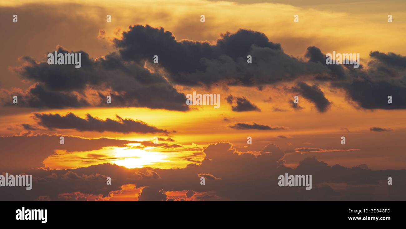 Dramatics red sunset or sunrise sky for background Stock Photo