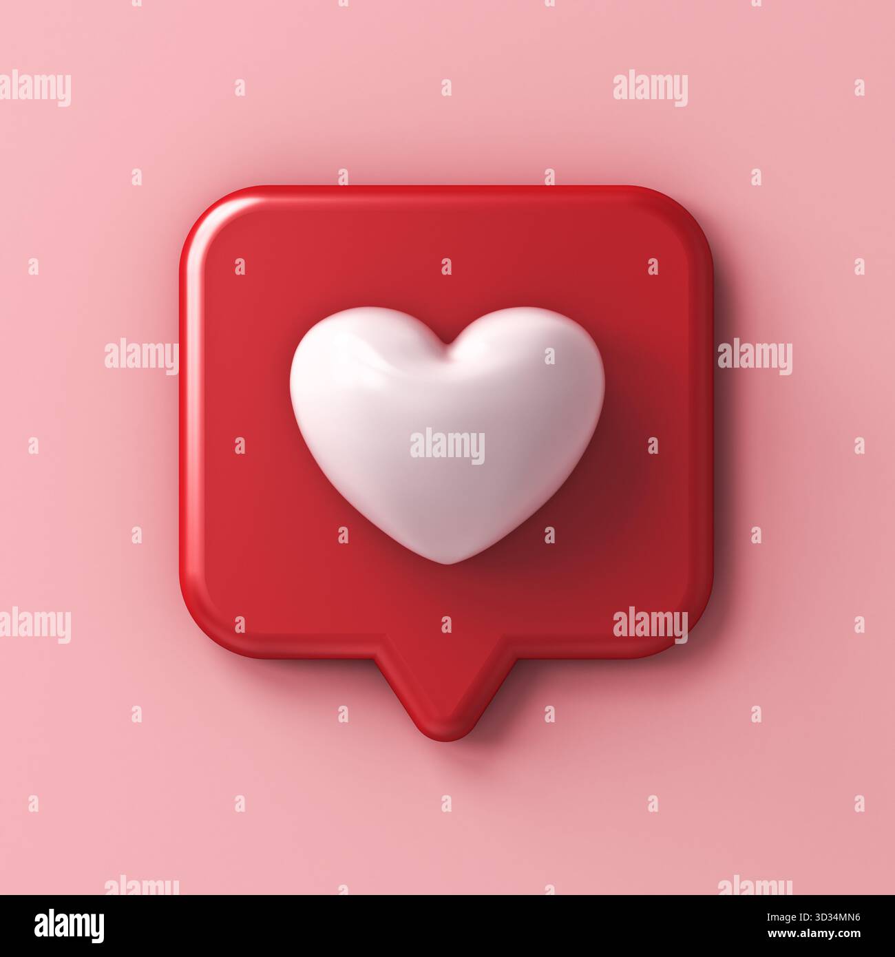 3d red love like heart social media notification icon on pink pastel ...