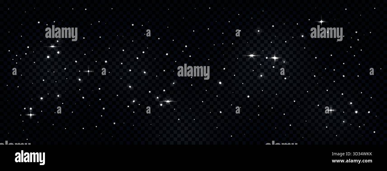 Glowing night sky space isolated on transparent backdrop Stock Vector