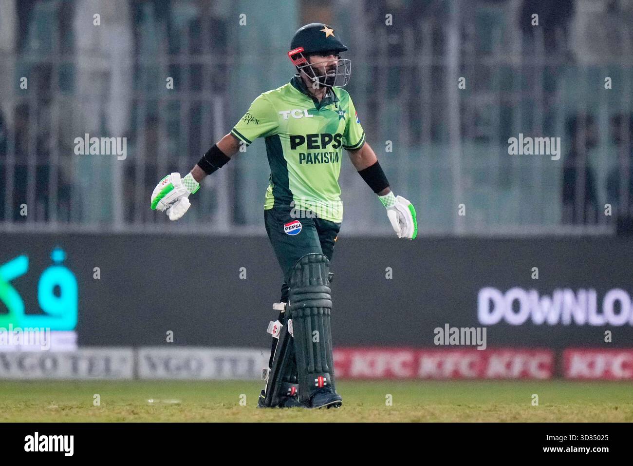 Pakistan's Mohammad Rizwan celebrates after his fifty runs during the ...