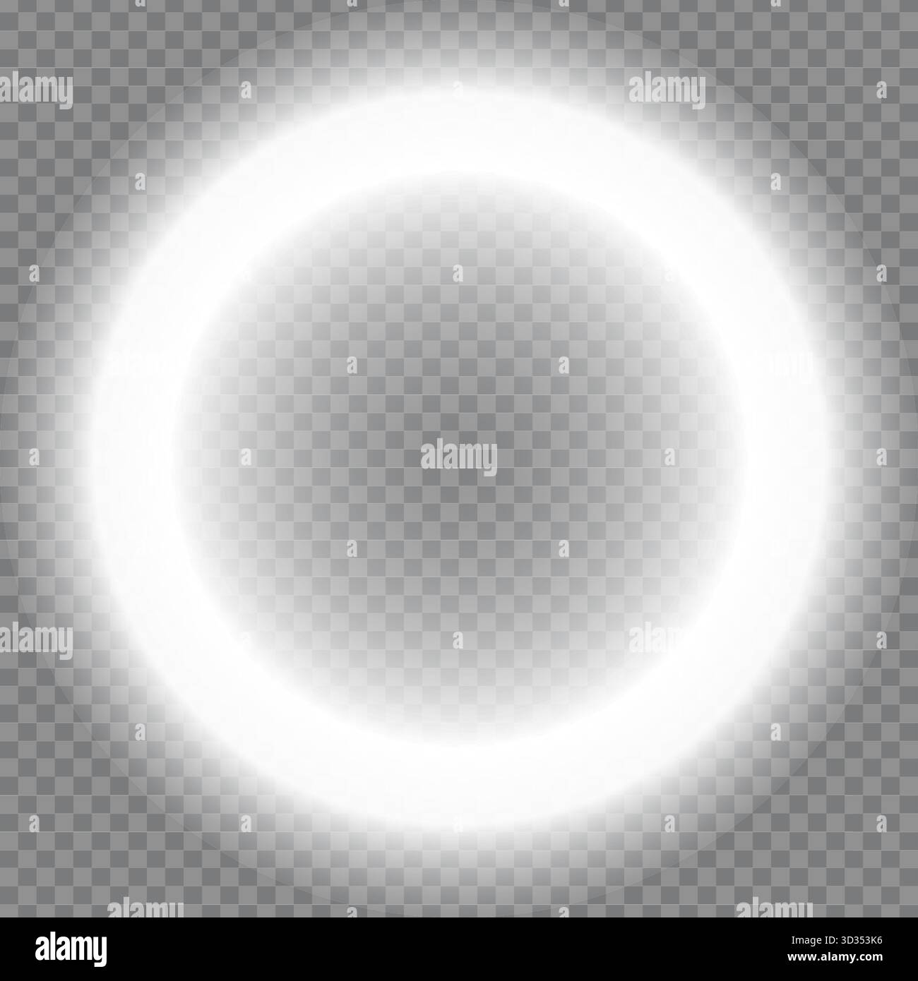 Glowing white light ring on transparent background Stock Vector