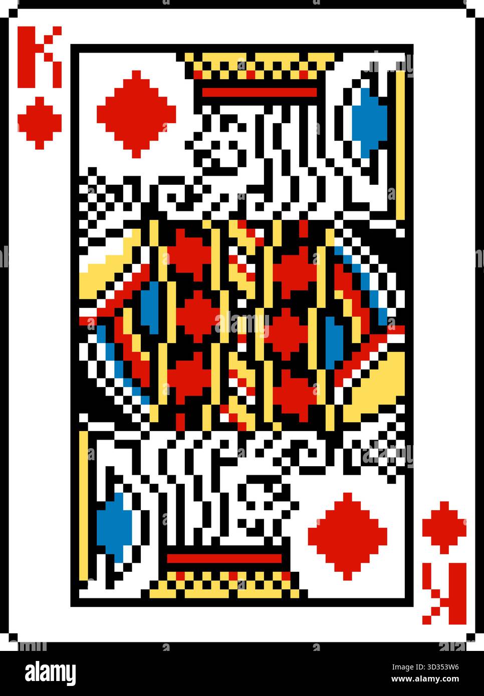 Pixel Art King of Diamonds Playing Card Design Stock Vector Image & Art ...