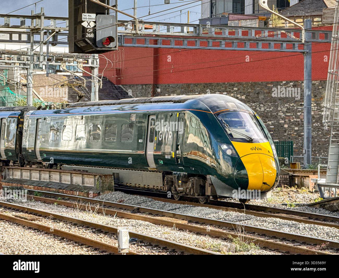 Cardiff, Wales, UK - 24 October 2025: Class 800 high speed train operated by Great Western Railway GWR arriving at Cardiff Central railway station - Smartphone Captured Stock Image