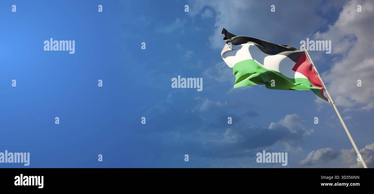 Beautiful national state flag of Palestine with blank space. Palestine ...
