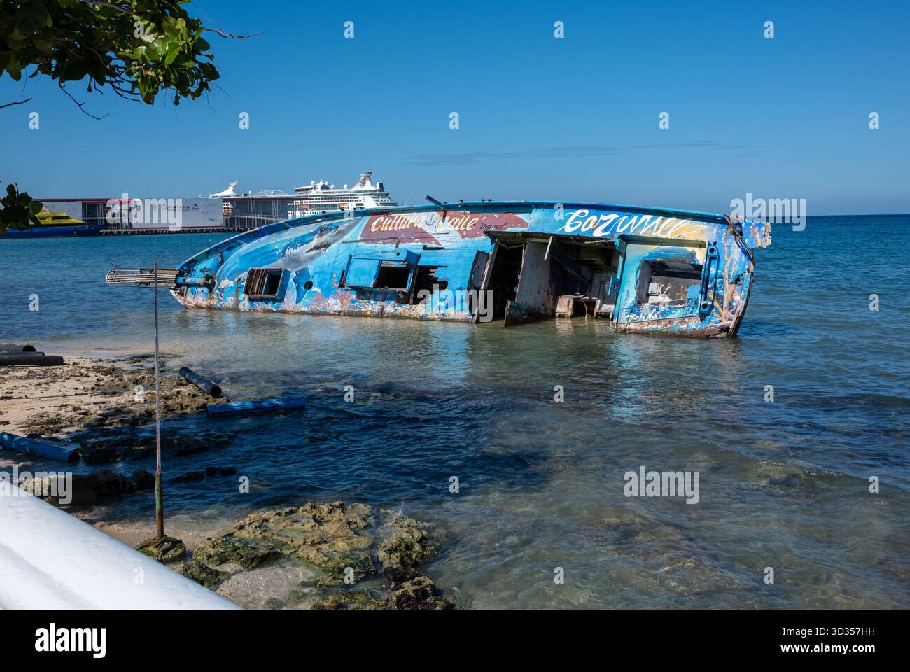Sunken Ship in Cozumel Mexico Stock Photo