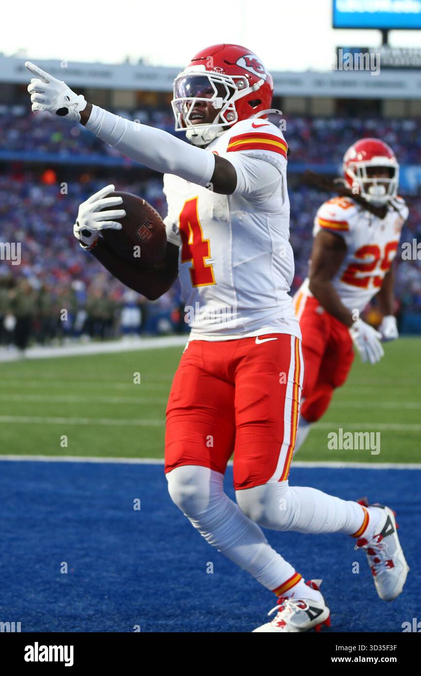 Kansas City Chiefs wide receiver Rashee Rice (4) celebrates his ...
