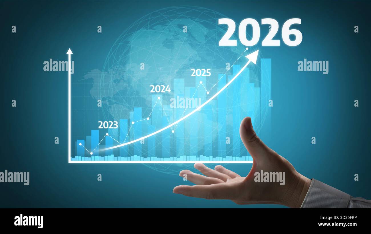 A visual representation of business growth predictions showing an ...