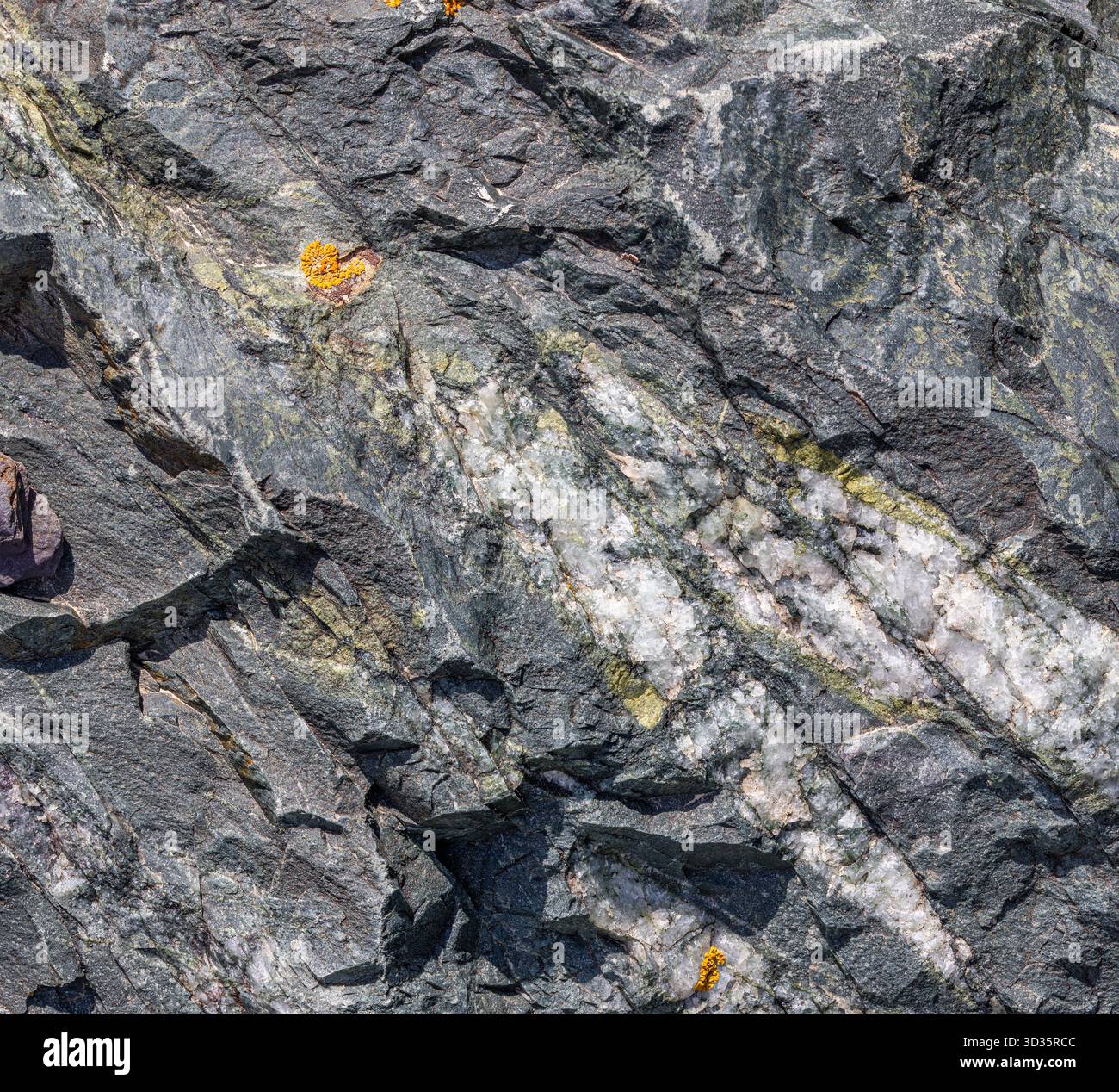 Heavy Grey Rocks Rugged gray sedimentary rock formation with mineral veins Stock Photo ...