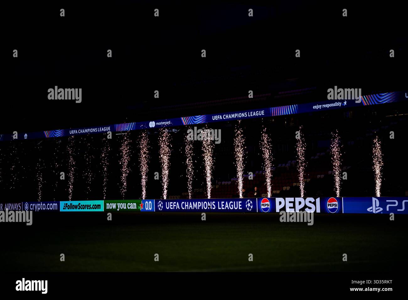 The Parc des Princes in UEFA Champions League branding before stadium ...