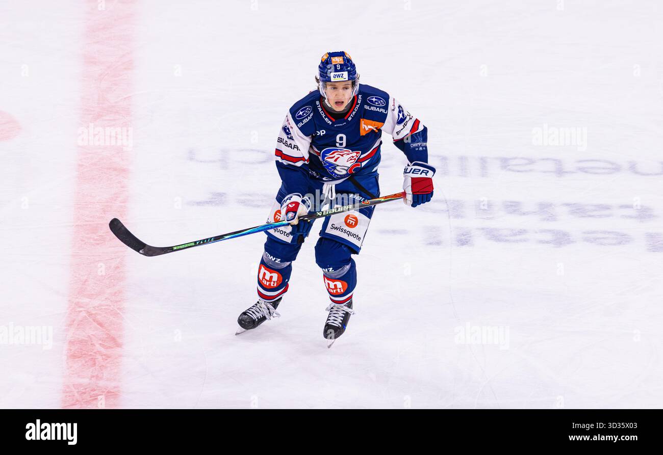 Zurich, Switzerland, 3rd Oct 2025: #9 Vinzenz Rohrer, forward ZSC Lions ...