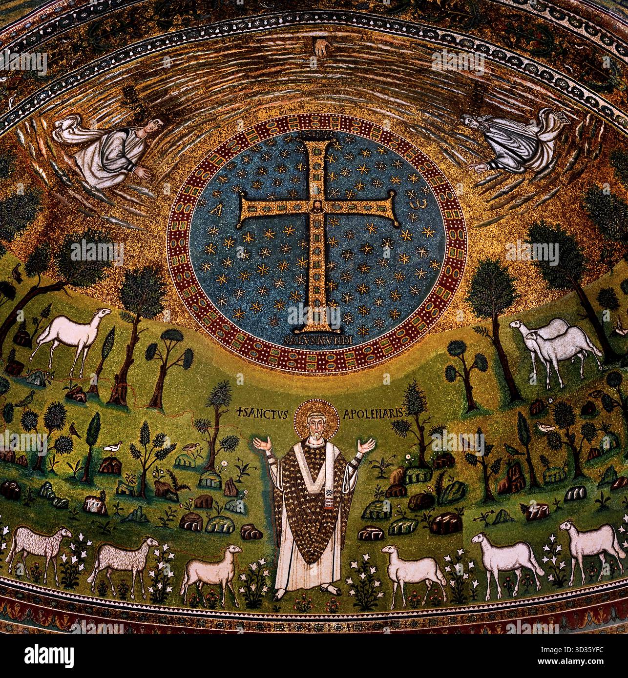 6-7th century Byzantine mosaics in Sant' Apollinare in Classe, apse ...
