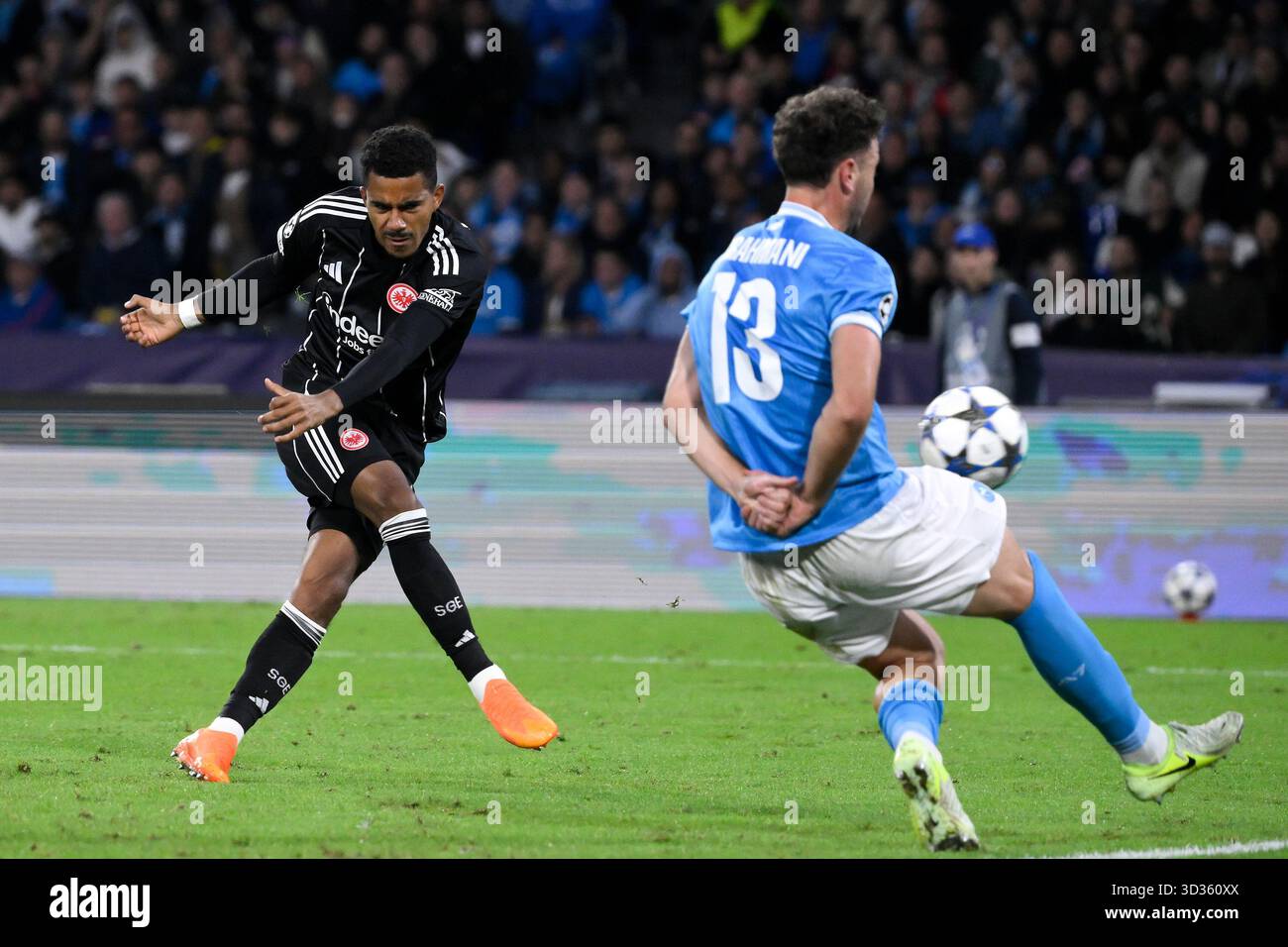 Ansgar Knauff of Eintracht Frankfurt shoots during the UEFA Champions ...