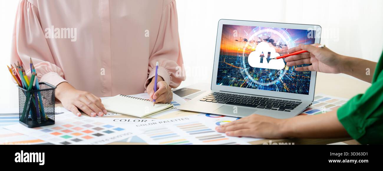 Cloud computing software for brisk remote work and personal data storage Stock Photo