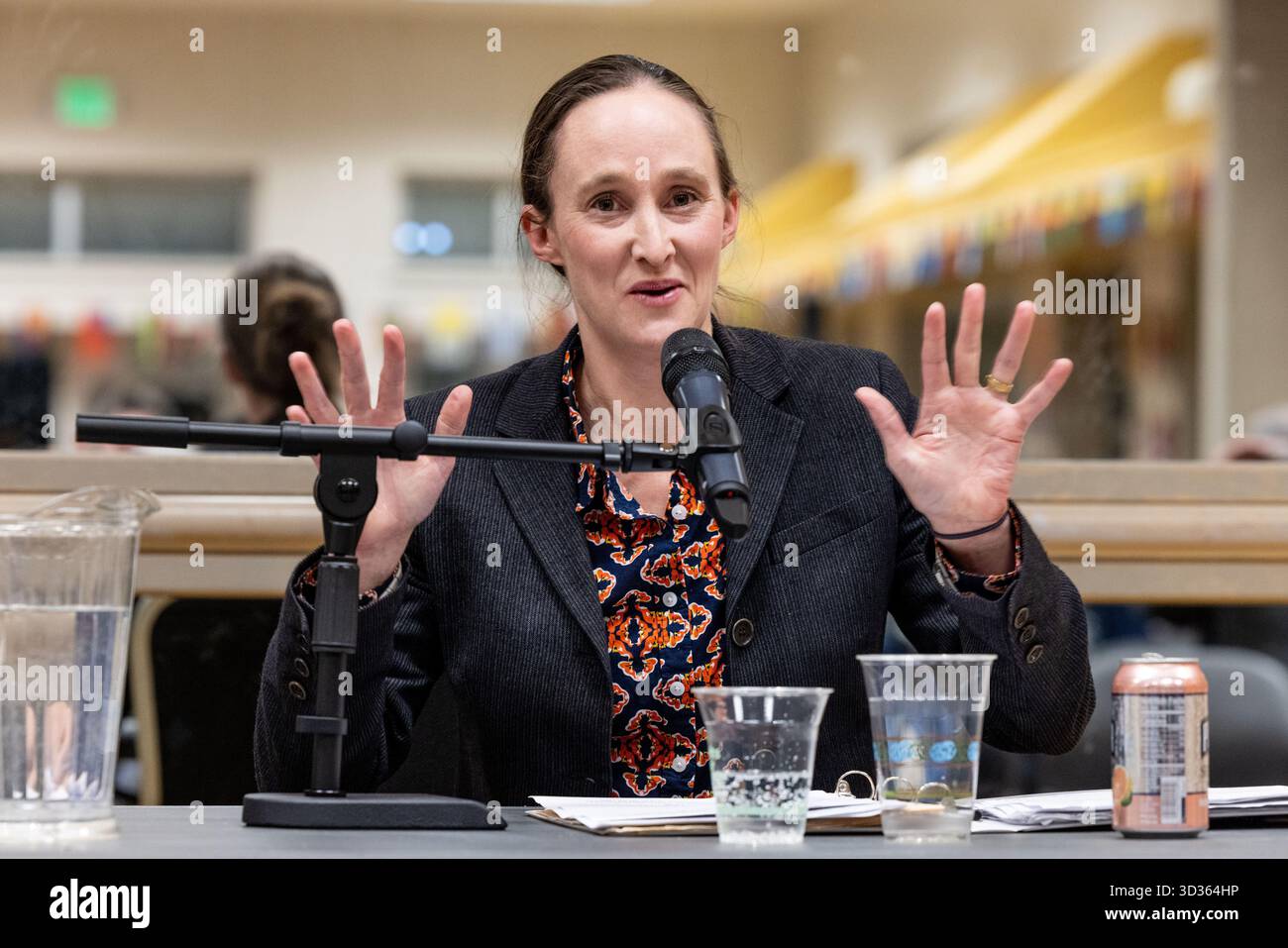 Kate Wilson Seattle mayoral candidate Katie Wilson speaks during a climate forum ...