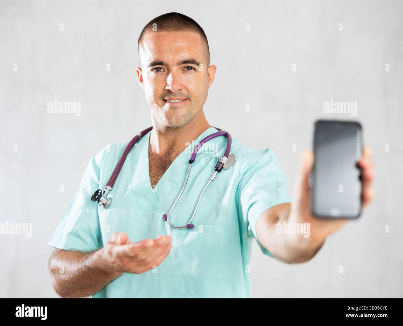 Doctor employs modern communication Stock Photo